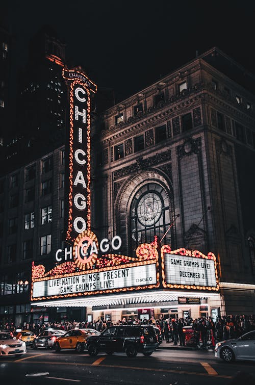 คลังภาพถ่ายฟรี ของ กลางคืน, ชิคาโก, ถนนในเมือง