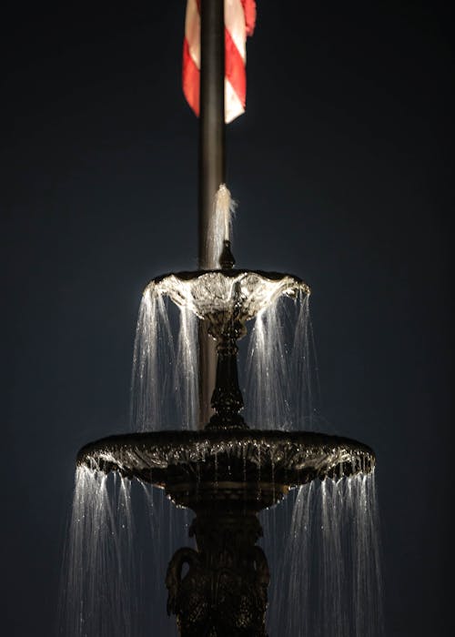Free stock photo of american flag, at night, fountain Stock Photo