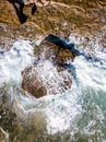Top View of Rocks and Sea Foam