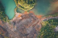 Terrain with barren zone and river and forest