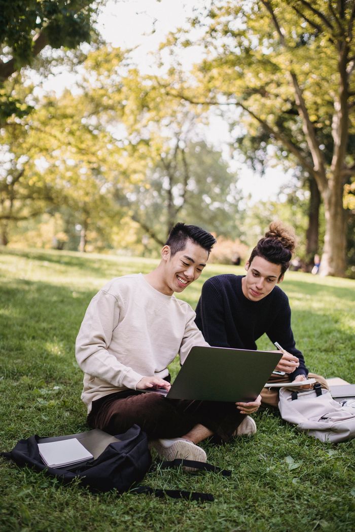 Students working outdoors