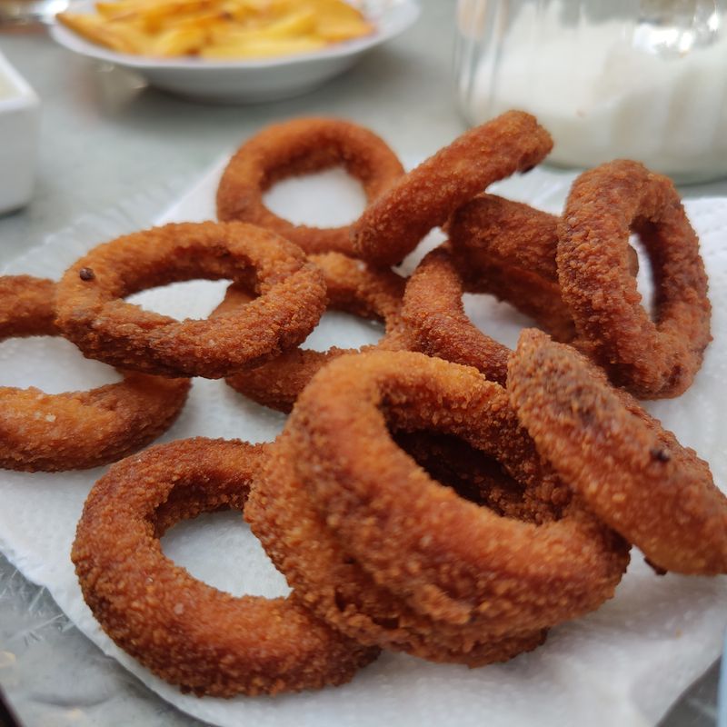 Air Fryer Anchovy and Olive-Stuffed Onion Rings