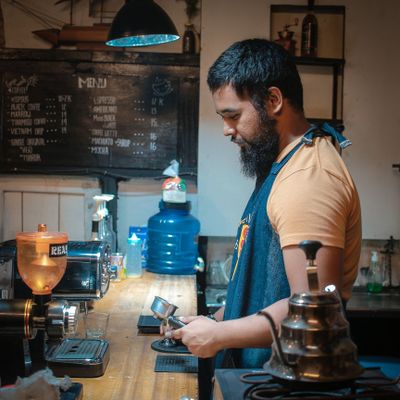 Craft cocktail on the bar with garnish