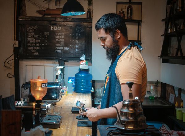 Cocktail being prepared at the bar