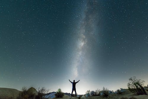 Free 
A Man Standing under a Starry Night Sky Stock Photo