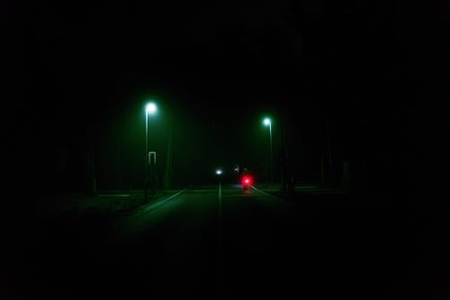 Street Lights Turned on during Night Time
