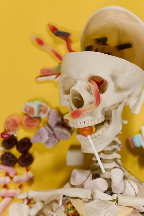Free Candies and Sweets in a Skeleton Stock Photo