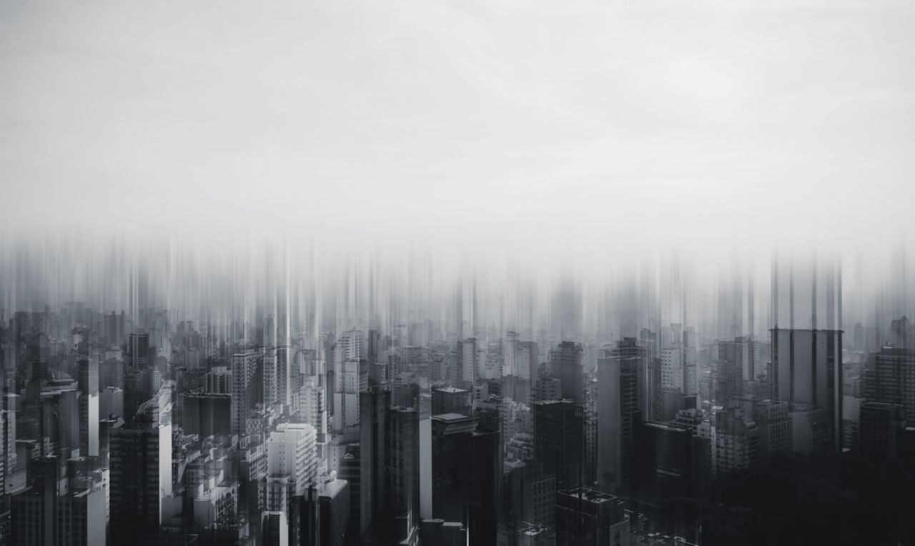 abstract long exposure of s o paulo skyline in monochrome capturing ur