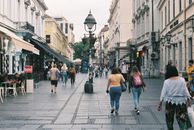 People Walking on Sidewalk