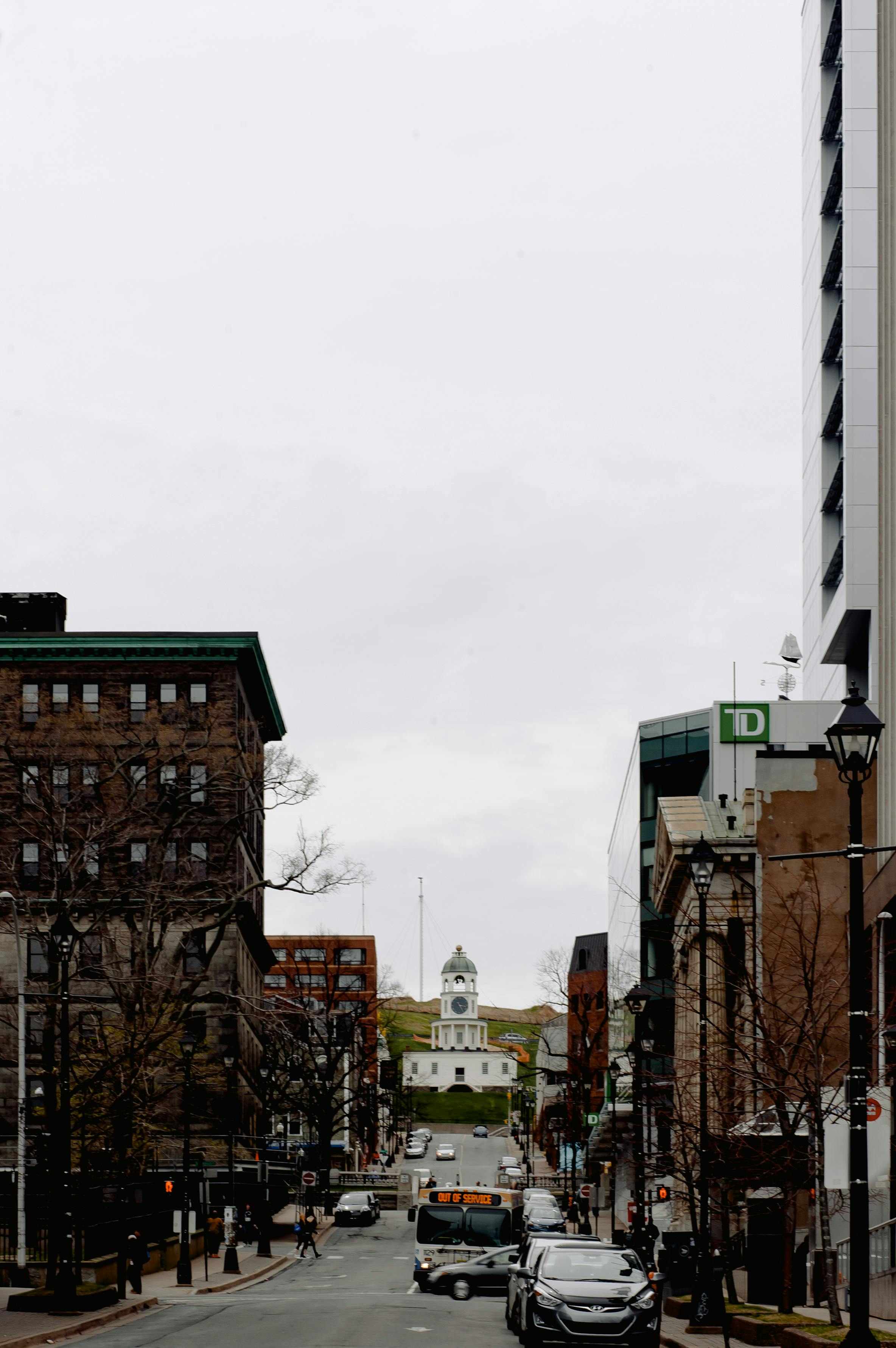 city street with old residential buildings