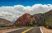 Car Driving Highway in Mountain Landscape
