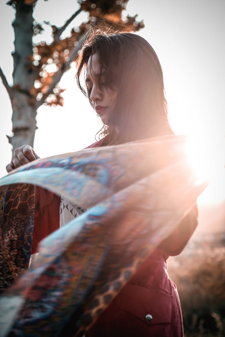 Woman Wearing Her Scarf