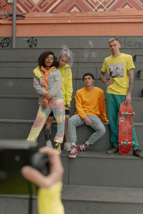 Stylish Young People on Stairs 