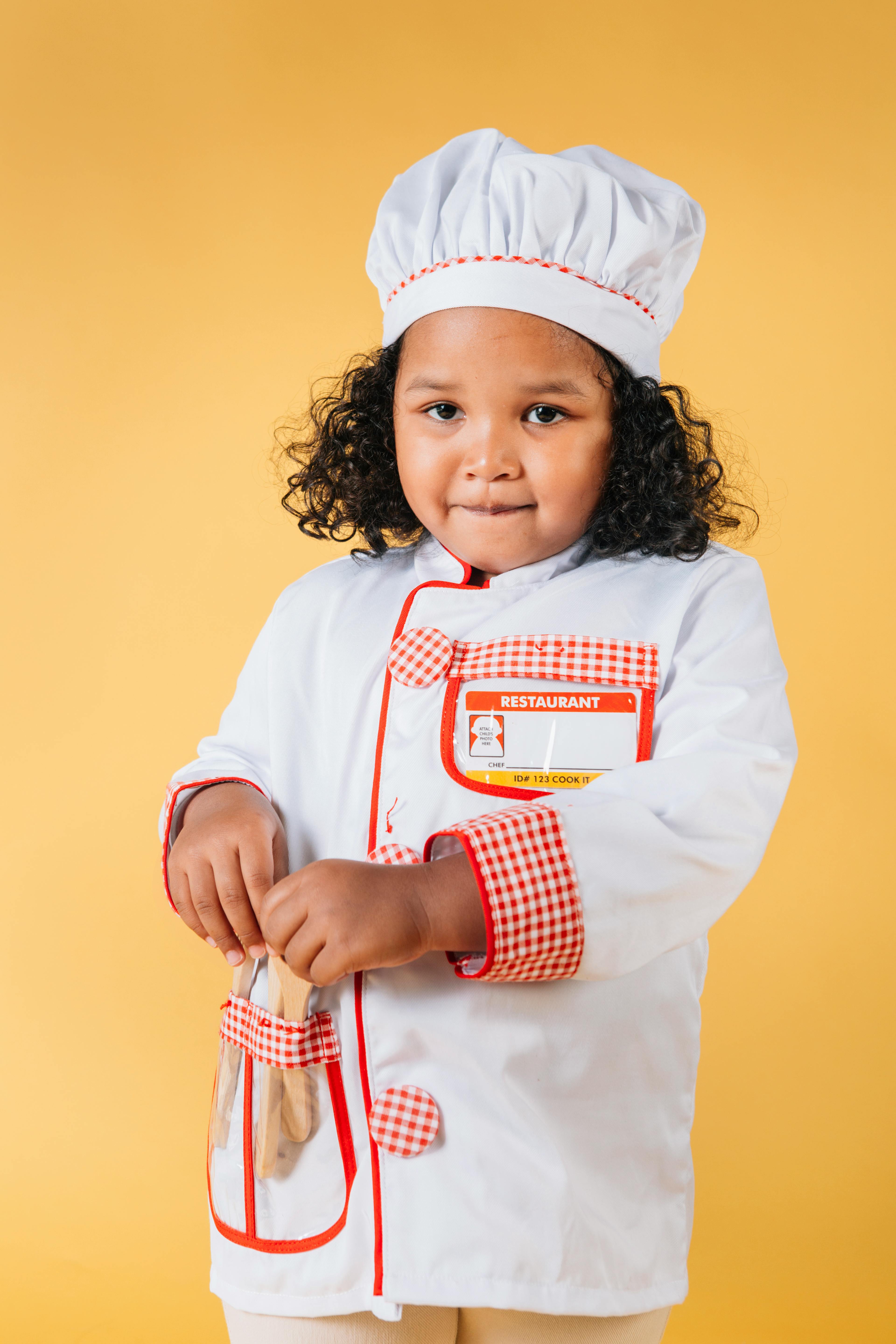 cute black girl in chef uniform