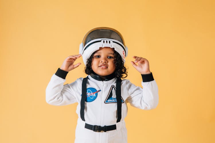 Funny Black Girl Wearing Spaceman Costume