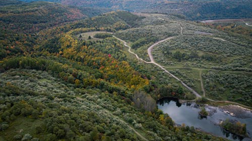 Gratis lagerfoto af bjerg, dam, droneoptagelse