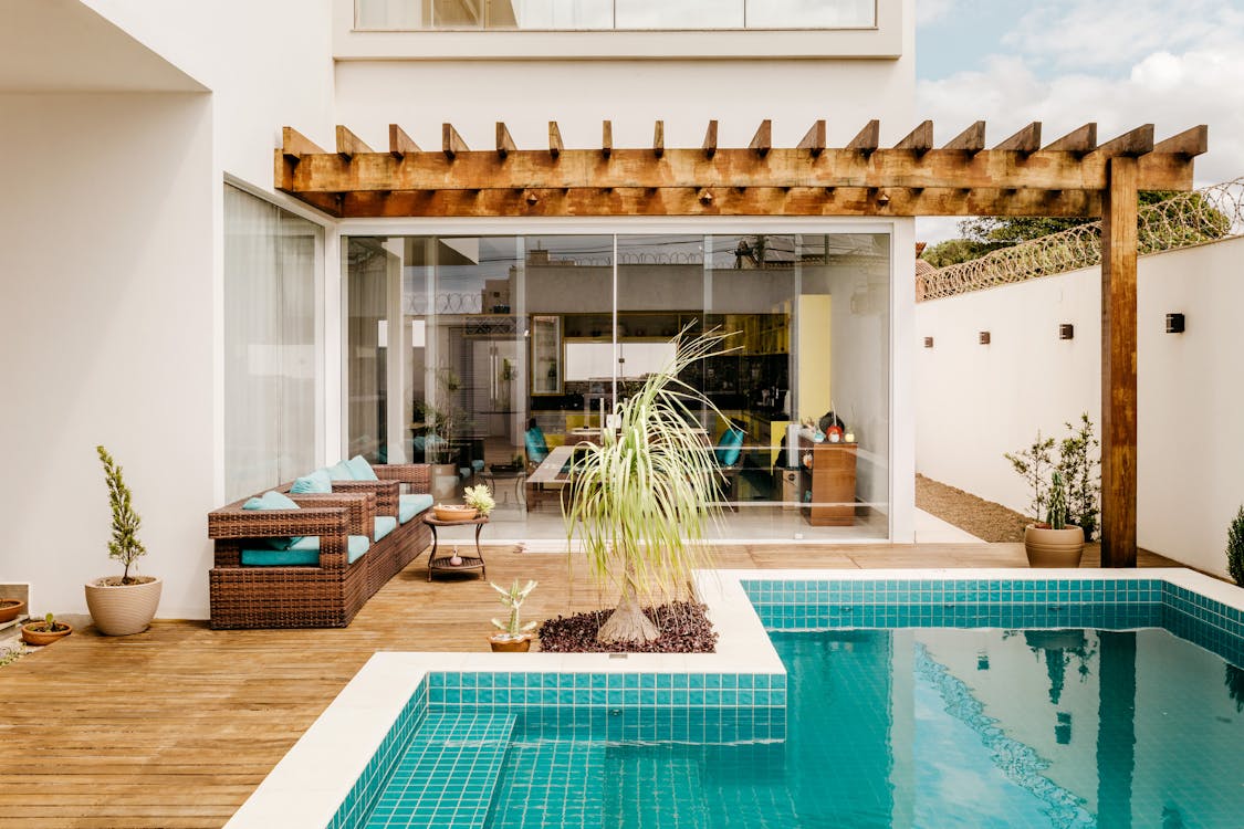 Terrace of modern resort house