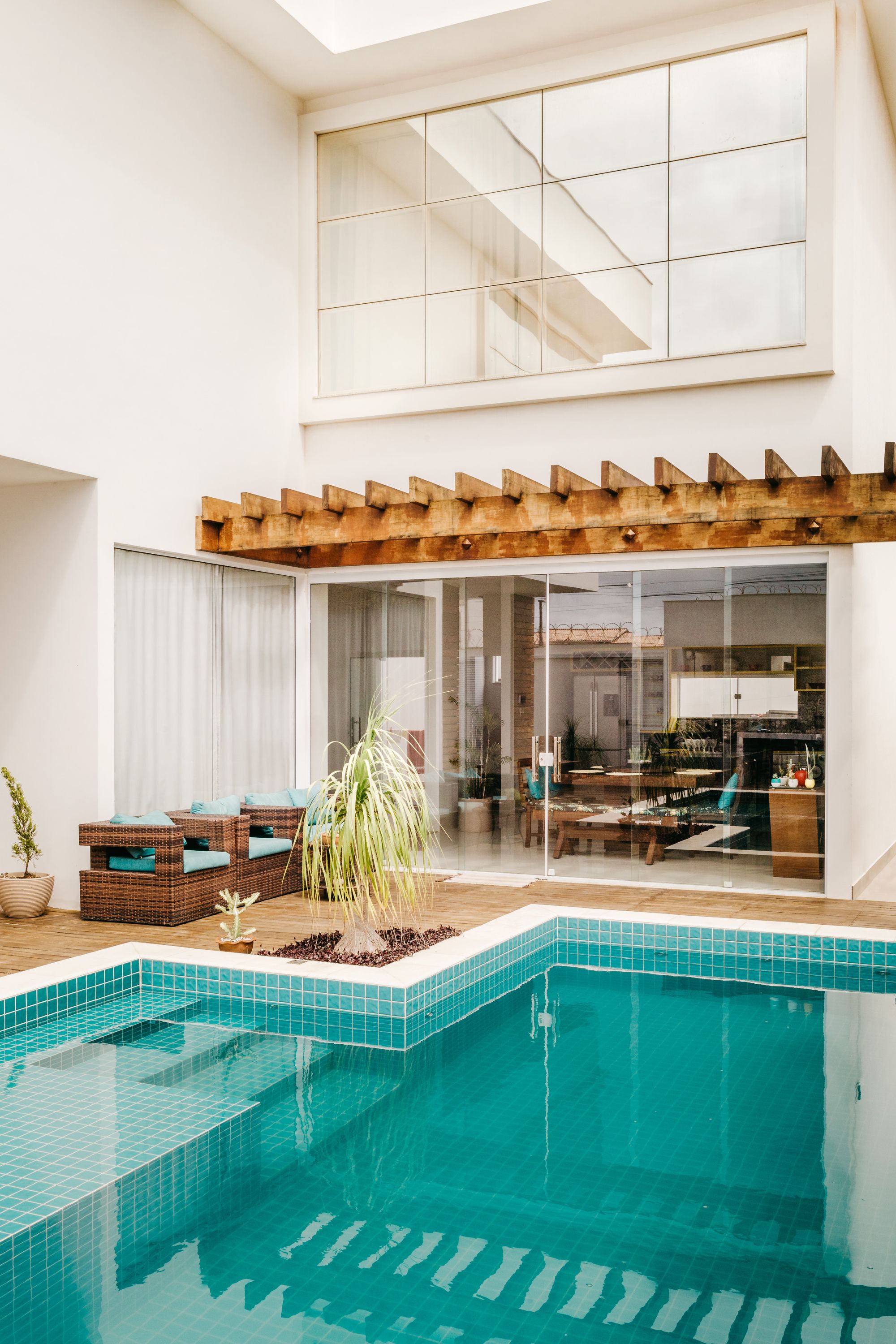 Contemporary luxury resort hotel with swimming pool
