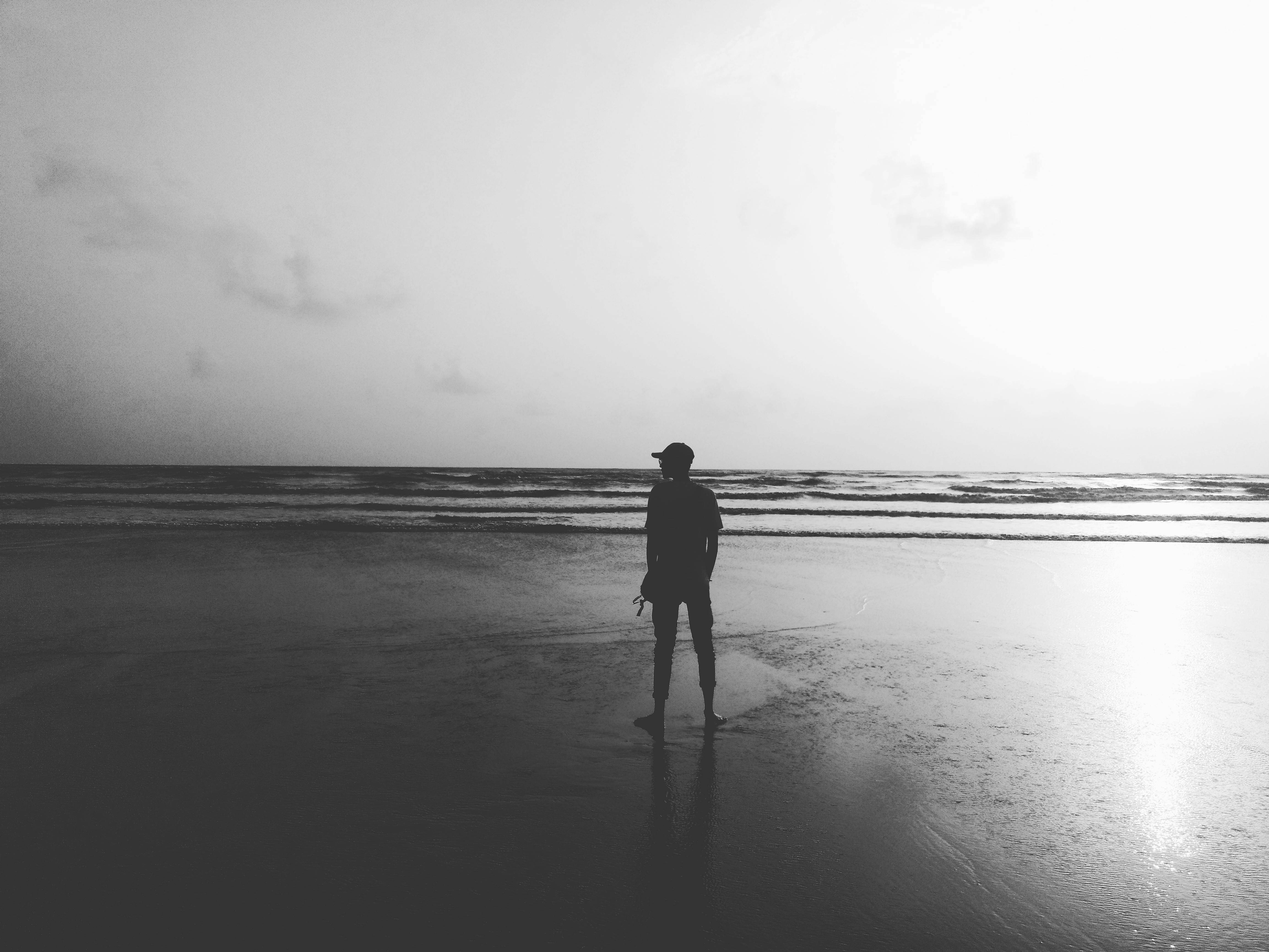 Free stock photo of beach, black and white, HD wallpaper