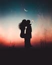 Silhouette of Kissing Couple