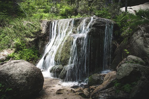 Cascading Waterfalls on Rock Formation 