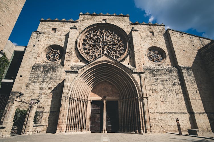 Facade Of Catalan Gothic Monastery