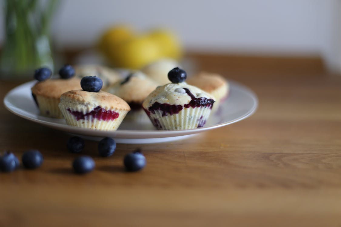 Kostnadsfri bild av bakverk, blåbär, blåbärsmuffins