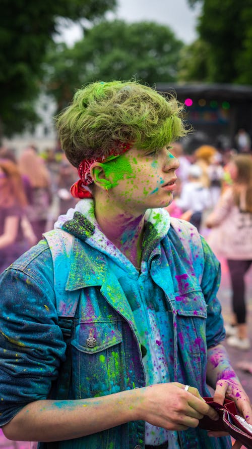 Man Covered with Colored Powder