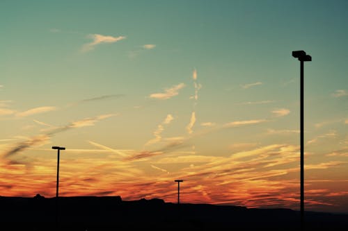 Silhouette of Posts during Sunset