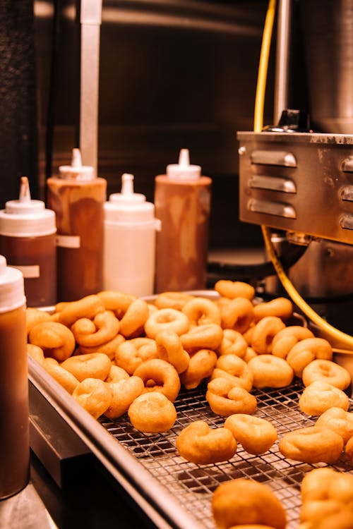 Free Doughnuts  on Steel Grille Stock Photo