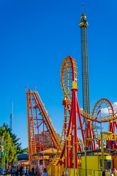 Free Red and Yellow Roller Coaster Stock Photo