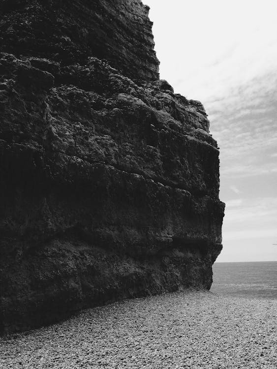 Free stock photo of beach, black and white, rocks