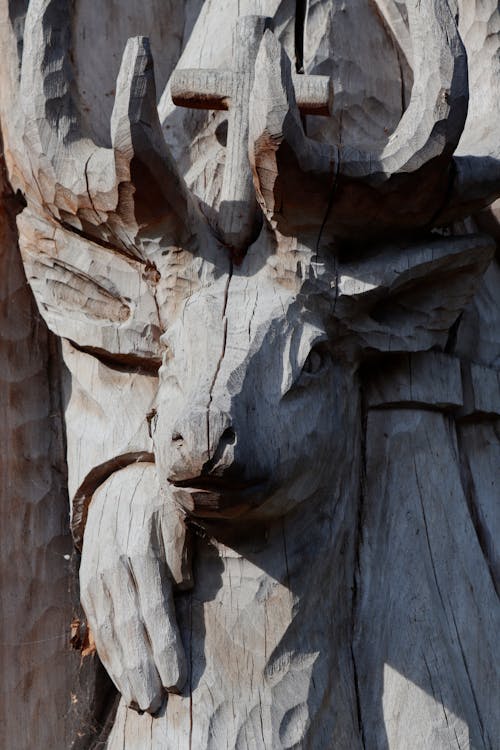 Free Photo of Wooden Deer Sculpture Stock Photo