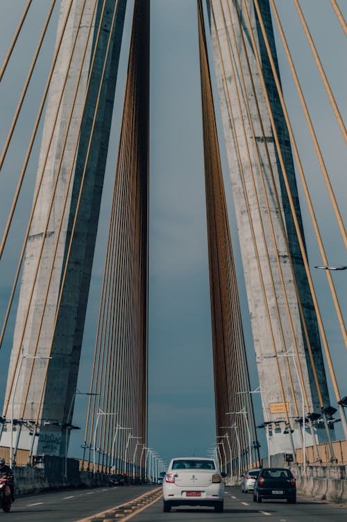 Photo of Cars traveling on Suspension Bridge