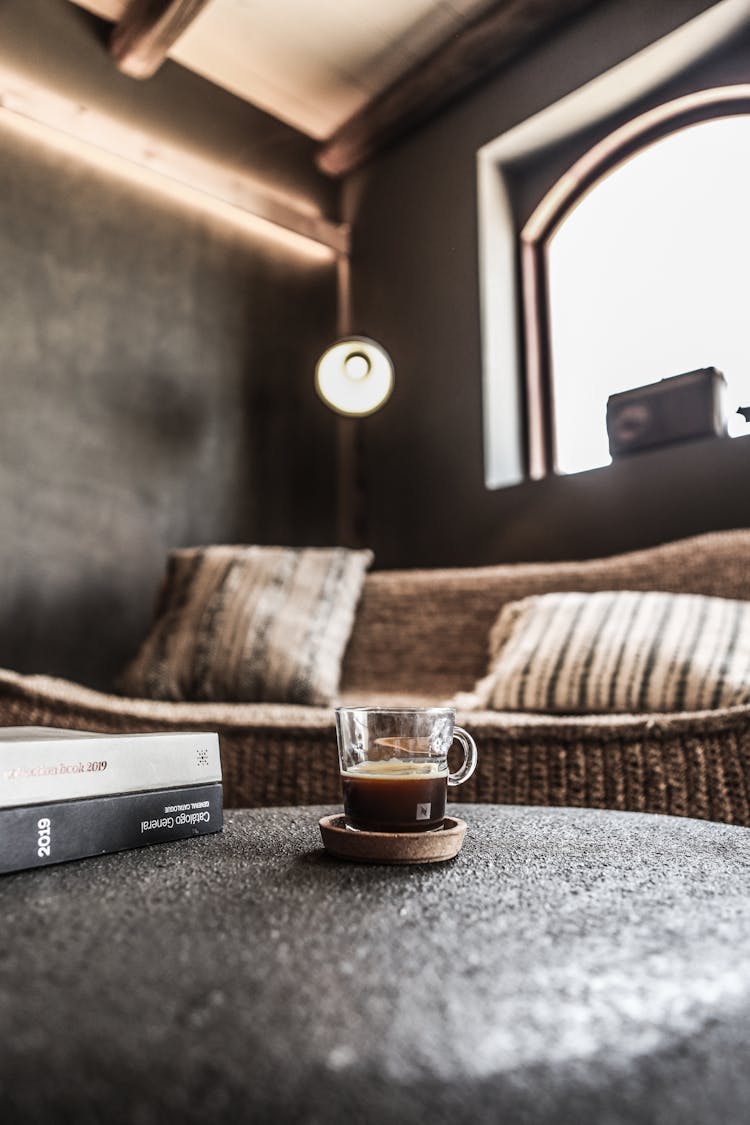 Espresso Drink On A Clear Glass Mug 