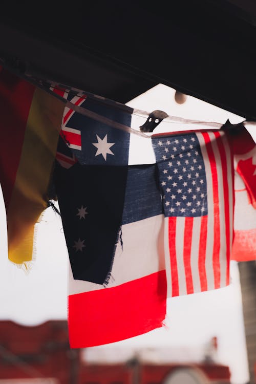 Close-up Photo of Different Flags 