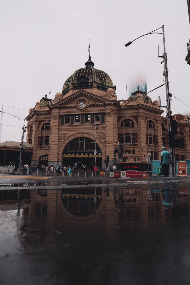 People Outside The Flinders Street Railway Station In Melbourne