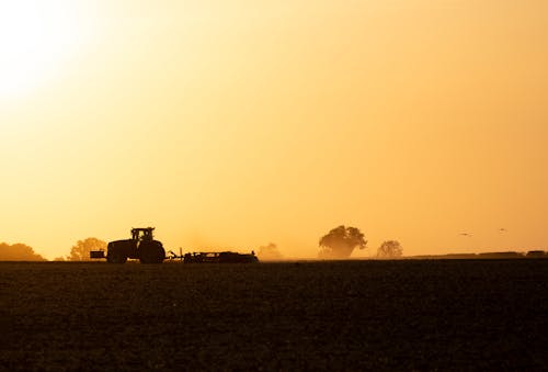 Silhouette of Truck on Field