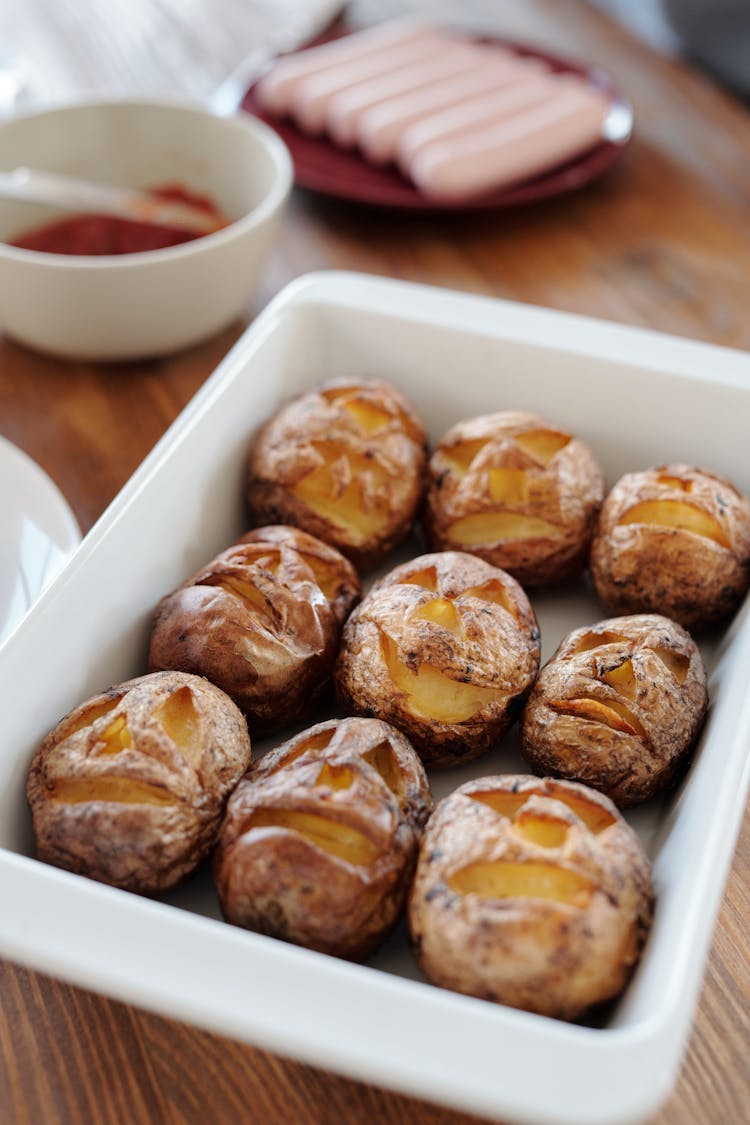 Carved Potatoes In A Plastic Tray