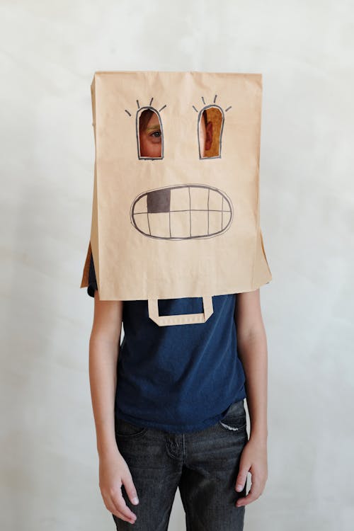 Person With A Brown Paper Bag On His Head