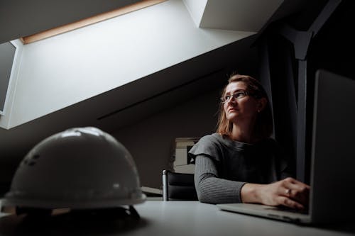 Middle Aged Woman looking Up 