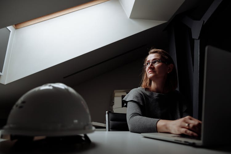 Middle Aged Woman Looking Up 