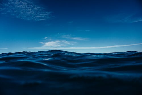 Rippling blue sea surface against cloudless sky