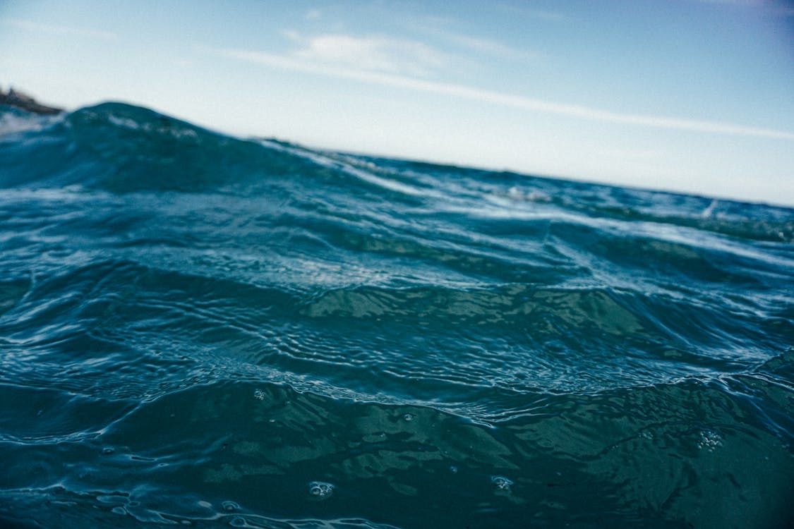 Splashing sea with clear transparent water