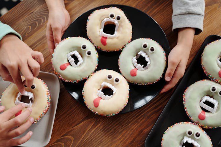 Spooky Donuts On Table