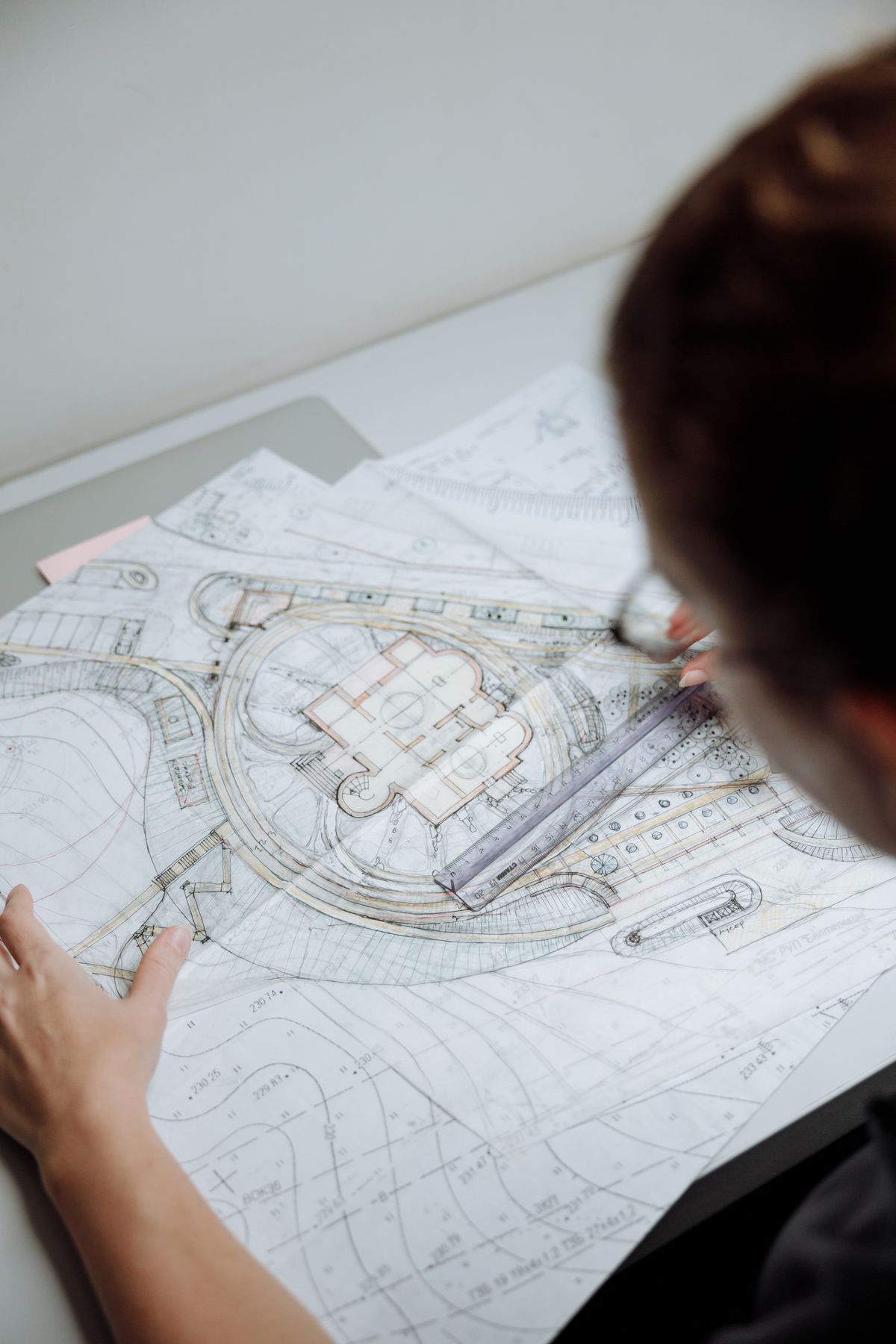 Architect reviewing coordinated model drawings
