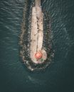 Aerial View of a Ship on the Sea