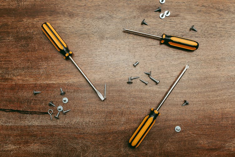  Scattered Screwdrivers And Screws