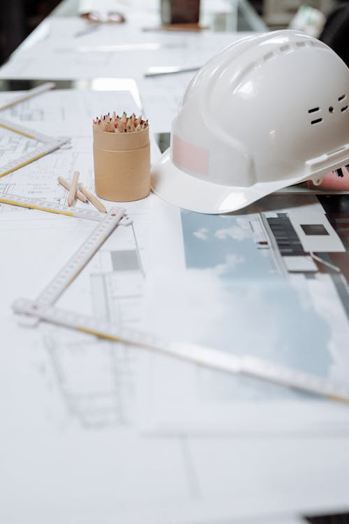 Hard Hat Near the Kraft Paper Jar