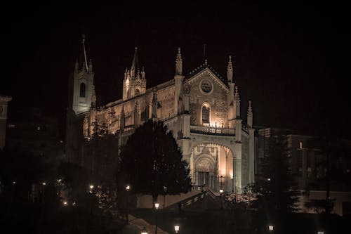 Free Ancient Gothic Cathedral at Night Stock Photo